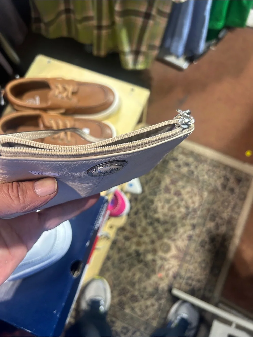 Coach Metallic Cream Leather Cosmetic Pouch